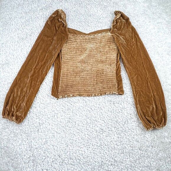 Refornation Mallory Crushed Velvet Top Gold Reyes - Picture 4 of 11